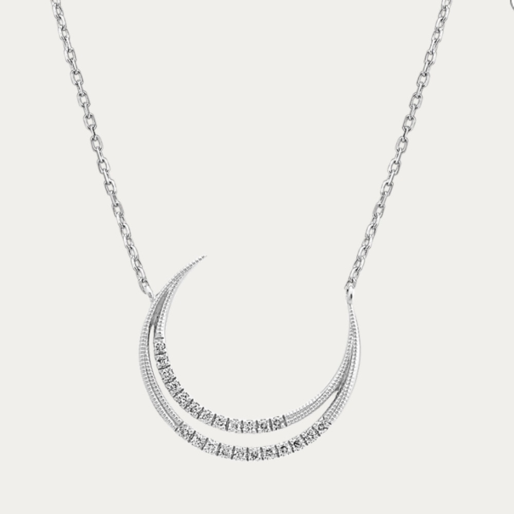 Crescent Moon Natural Diamond Necklace